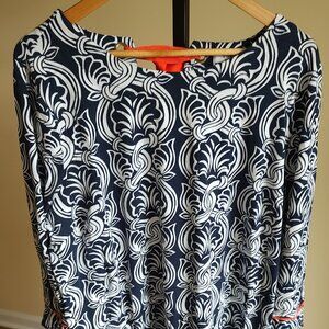 Crown & Ivy Black & White Long Sleeve Dress with Orange Accent - Size 2X